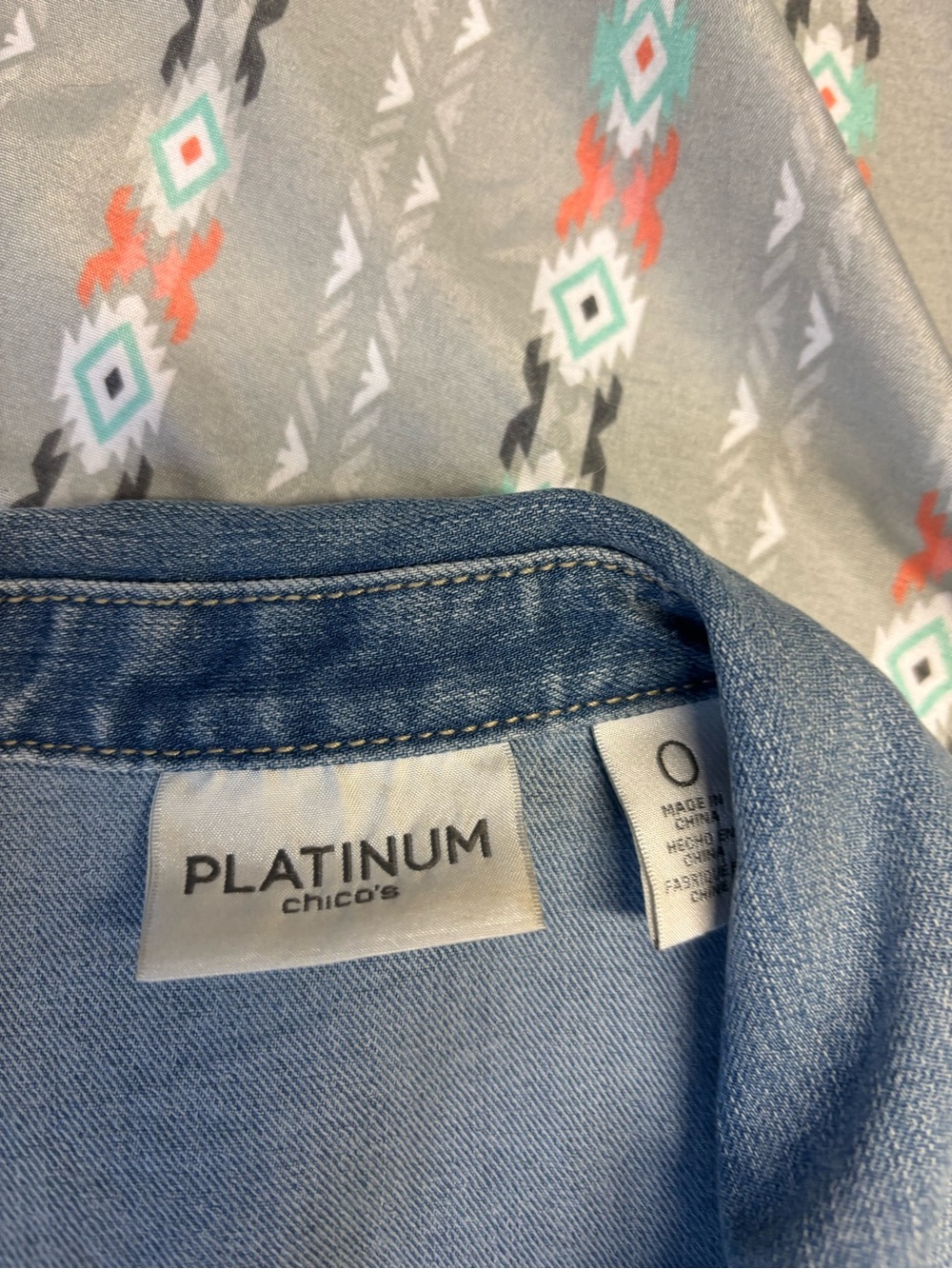 🌈Chico's Light Blue Denim Jacket with White Lace Sleeves - Picture 2 of 2